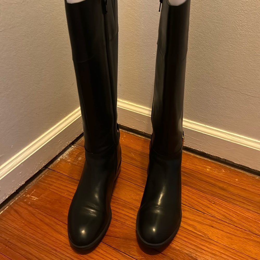 Ralph Lauren black leather riding boots.